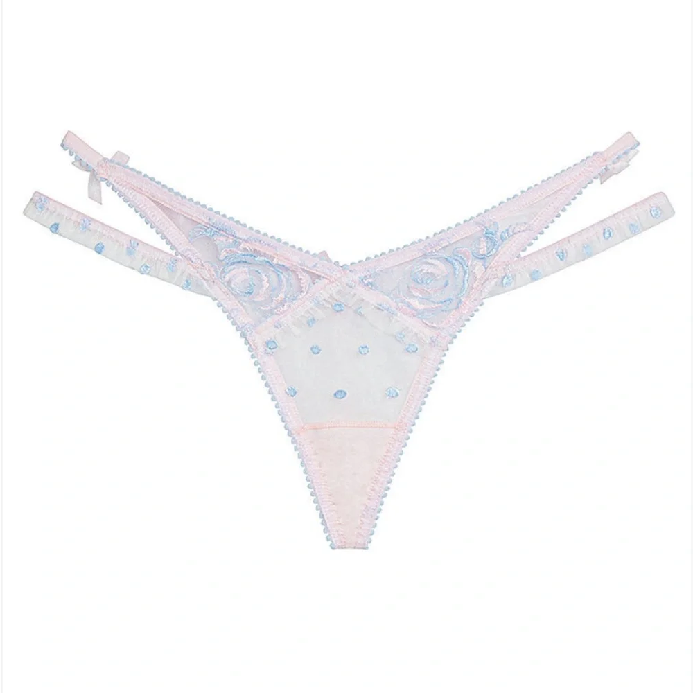 New! For Love And Lemons delicate foil floral Pink Sheer Panties 51360_2